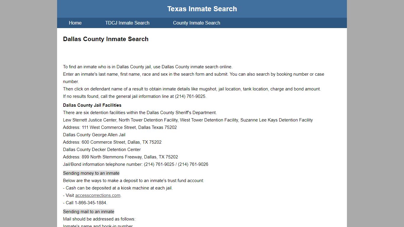 Dallas County Jail Inmate Search